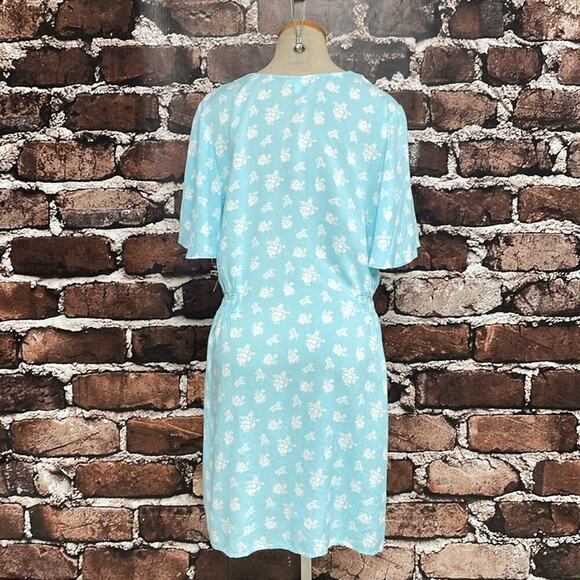 Abound Dress Womens Large Blue Floral NWT Short Sleeve Buttons A-Line - Picture 9 of 16